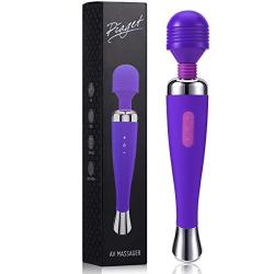 Portable Cordless Wand Massager, Waterproof and Rechargeable Multi-Function Massager,8 Kinds of Powerful Frequency 20 Modes, Muscle Relaxation Body Treatment（Purple）