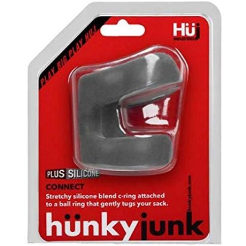 Hunkyjunk Connect Silicone Blend Ball Tugger Cock Ring - Stone Grey