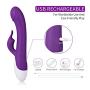 Rabbit Vibrator with Soft Tongue, AILEQI Heating Dildo Vibrator Clit Stimulator Waterproof with 8 Vibration Modes Quiet Dual Motor for Couples Femal Rechargeable (Purple)