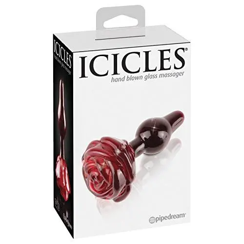 Pipedream Icicles No. 76 Anal Plug Massager Glass Rose Red Pipedream Icicles No. 76 Anal Plug Massager Glass Rose Red