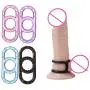 GUANGSHAN 1Pc Stretchy Medical Silicone Three Cages Co~ck Ring Ere~ction Prolong Pe~NIS Extension Relay Eja~culation Séx Toys for Adult