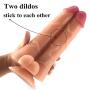 Massive Double Dildo with Suction Base Dual Dicks Big Cock Adult Sex Toy (Flesh)