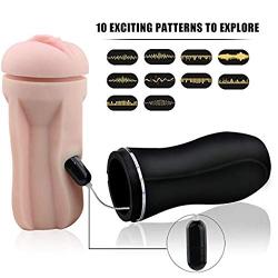 Male Masturbator with Strong Suction Base for Hands Free Fun, PALOQUETH Man Masturbation Cup with Porn Star Moaning Feature 10 Vibration Modes for Life Like Experience