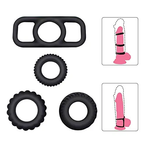 Penis Ring Set for Couples Sex, PALOQUETH Cock Rings Set Sex Toy for Men with Premium Stretchy Silicone for Longer Harder Stronger Erection (1 Pkg / 4 Rings) Penis Ring Set for Couples Sex, PALOQUETH Cock Rings Set Sex Toy for Men with Premium Stretchy Silicone for Longer Harder Stronger Erection (1 Pkg / 4 Rings)