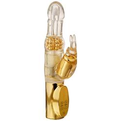 CalExotics 7-Function Platinum Jack Rabbit Vibrator With Rotation - Waterproof Vibe Sex Toys for Couples - Adult Hands Free G Spot Massager - Gold