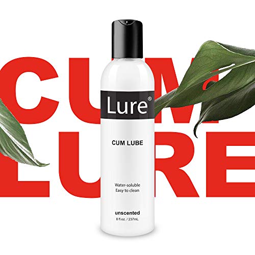 Lure Cum Lubricant, Unscented, Long Lasting Water Based 8 Oz Lube, Natural Liquid Silk-Slippery - Long Lasting - Sensitive Skin Safe for Men, Women, Couples