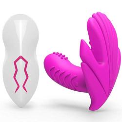 JJGO+TSHIRT SIU Wireless Remote Control Vibrating Panties Invisible Wearing Butterfly Waterproof Clitoral Stimulation Sex-Toyss for Women,Red