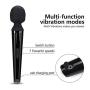 RUNSETOY Wireless Massager,Cordless Wand Waterproof Massager,USB Recharge,Big Size with Powerful Motor Personal (7 Modes) Black