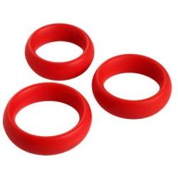 Trinity Vibes 3 Piece Silicone Cock Ring Set, Red