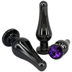 3PCS Metal Anal Butt Plugs Anal Trainer Kit, Eastern Delights Anal Sex Toys for Beginners, Special Grey (Slender)