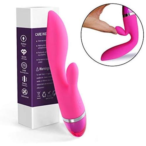 Medical Silicone G Spot Rabbit Vibrator -Pelepas Rechargeable Waterproof Dildo Vibrator Dual Motor 12 Vibration Modes Clitoris Vagina Stimulator Massager for Women or Couples (Pink)