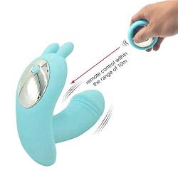 Bafen Remote Control Massager Wireless Waterproof USB Rechargeable 10 Modes (Sky Blue)