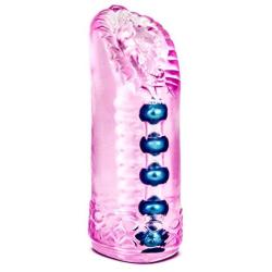 Pleasure Beads Male Masturbation - Ribbed Realistic Feel Vagina Stroker - Sex Toy for Men (Pink)