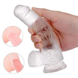 Realistic Dildos Feels Like Skin, 7.3 Inch Clear Dildo with Suction Cup, Adult Sex Toys for Women