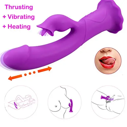 Thrusting Tongue Vibrator with Powerful Thrusting Actions 10 Vibration Modes for G Spot Clitoris Stimulation, UTIMI Waterproof Dildo G-spot Vibrator Personal Sex Toy for Women, Rechargeable Purple Thrusting Tongue Vibrator with Powerful Thrusting Actions 10 Vibration Modes for G Spot Clitoris Stimulation, UTIMI Waterproof Dildo G-spot Vibrator Personal Sex Toy for Women, Rechargeable Purple