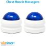 Chest Massager for Men & Women – Precision Massage Tool - Fast, Natural, Treatment for Sore & Tender Chest & PEC Muscles – Improves Circulation & Speeds Recovery - Handheld, Manual - Set of 2