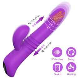 Maison-Market G-Spot Vibrator Massager with Thrusting 0.78 inches Max, Heating Function Swing Dildo for Clitoris Stimulation, USB Rechargeable Waterproof with 10 Vibration Modes Dual Motor for Women