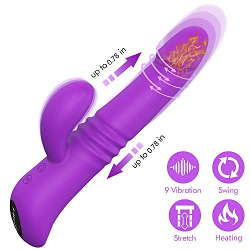 Maison-Market G-Spot Vibrator Massager with Thrusting 0.78 inches Max, Heating Function Swing Dildo for Clitoris Stimulation, USB Rechargeable Waterproof with 10 Vibration Modes Dual Motor for Women