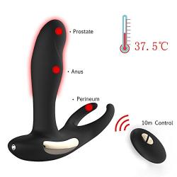 Heating Vibrating Prostate Massager - Dual Motors Waterproof Wireless USB Rechargeable Remote Control Electric Massager for Men-Silicone 24 Modes Best Home Use Therapeutic Massage Wand Massager