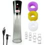 LeLuv Eros Black USB-Powered Electric Penis Pump Smoke Grey Cylinder Bundle with 3 Sizes of Sleeves and 4 Sizes of Constriction Rings