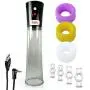 LeLuv Eros Black USB-Powered Electric Penis Pump Smoke Grey Cylinder Bundle with 3 Sizes of Sleeves and 4 Sizes of Constriction Rings