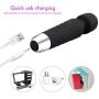 Cordless Wand, Padgene Multi-Speed Waterproof Therapeutic Wand Massager with Powerful USB Rechargeable Massager for Muscle Aches Pain Relief (Black)