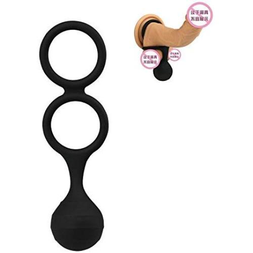 Silicone Penis Dual Ring Enhanced Trainer Power Ball Weight Ring Hanger Device 2 Usage Method