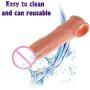 Soft Male Silicone Penis Sleeve - Wearable Cock Enlarge Extender Condom, Reuseable Ejaculation Delay Scrotal Rings, Men Sex Chastity Device Black