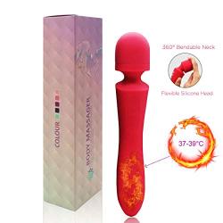 Upgraded Computer LED New Heating Vibrator-10 Speed USB Cabless Rechargeable Weaterproof Massager for Neck, Shoulder, Myofascial, Back, Leg, Waist (Red)