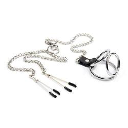 MXD 3 Cock Ring with Metal Chain Milk Clips Alternative Toys Personal Game Toys Waterproof T-Shirt