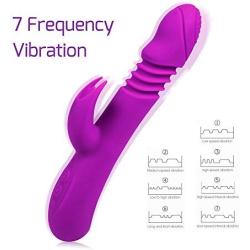 Lergo Heating Rabbit Vibrator Massager For Women, 7 Frequency, Thrusting Rotating Waterproof Handheld Massage Wand, Wireless USB Rechargeable Sex Toy For Adult Female, 9 Inch