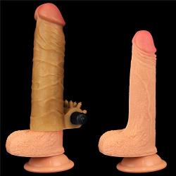 Vibrating Silicone Penis Extender Sleeve Penis Extension Extensions Vibrating Cock Ring Penis Enlargement Lesbian Strap on Harness for Women Penis Extender Vibrator Sex Toy Hollow Strap on Dildo