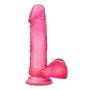 Eden 7.75" Realistic Translucent Dildo - Cock and Balls Dong - Suction Cup Harness Compatible - Sex Toy for Women - Sex Toy for Adults (Pink)