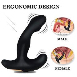 LIRIDP LLDDP Vibrating Prostate Massager Men Anal Plug, USB Charging Waterproof with Dual Motor 12 Stimulation Pattern Butt Anus Silicone Sex Toys