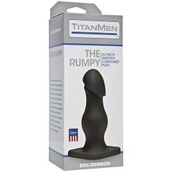 Doc Johnson Titanmen - The Rumpy - 6.5 Inch Durable Anal Plug with 6.9 Inch Girth and Phallic Tip - Flared Safety Base - Matte Finish - Butt Plug - Black