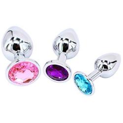 Eastern Delights Steel Metal Plated Jeweled Butt Anal Plug Large Medium Small