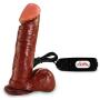 LeLuv Dildo Thick Chocolate Brown 8 Inch Vibrating Multi-Speed Realistic with Suction Cup