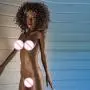 Black Skin A-Cup Sex Doll Africa Girl 168cm/5.5ft Adult Male Masturbator Dolls for Men Oral Anal Vaginal Sex Toy Sexuality Sex Dolls (Stand up Foot)