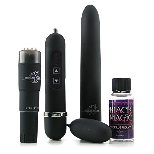 Doc Johnson Black Magic - Pleasure Kit - Comes With Pocket Rocket, Multi-Speed Bullet, 7 Inch Multi-Speed Vibrator and Slick Lubricant - Great Gift For Her