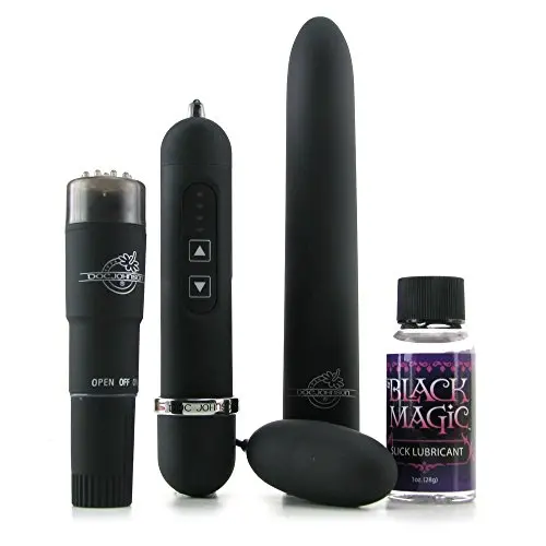 Doc Johnson Black Magic - Pleasure Kit - Comes With Pocket Rocket, Multi-Speed Bullet, 7 Inch Multi-Speed Vibrator and Slick Lubricant - Great Gift For Her Doc Johnson Black Magic - Pleasure Kit - Comes With Pocket Rocket, Multi-Speed Bullet, 7 Inch Multi-Speed Vibrator and Slick Lubricant - Great Gift For Her