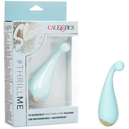 CalExotics Slay #ThrillMe – Silicone Mini Tickler Vibrator – Rechargeable Waterproof Adult Sex Toys for Women – Blue