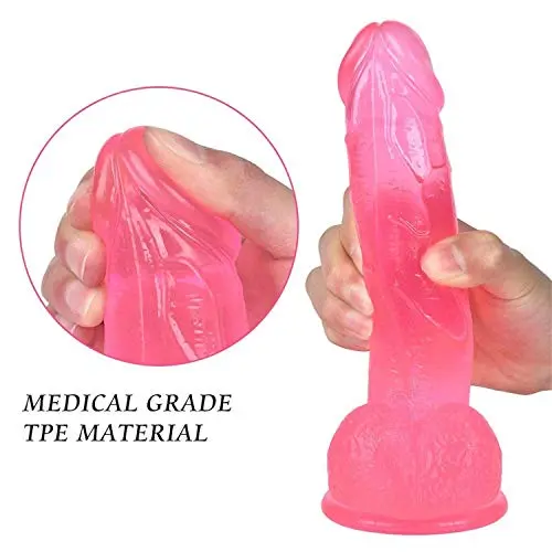 Realistic cute pink female 7.2 inch silicone Dîldɔ, suitable for beginners