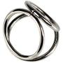 Men Metal Penis Delay Cock Ring Triple Stainless Steel Cock Ball Stretcher Delay Ring Rooster Three Penis Delay Ring (L)