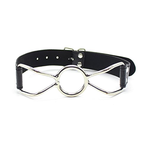 FeiGu O-Ring Open Mouth Ball Gag Bondage Leather Head Harness Restraint 2 (Black)