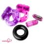 Cock Ring Set – 2 Vibrating Cock Rings w. Clit Stimulator & 1 Standard Penis Ring – Erection Enhancing Sex Toy for Men and Couples