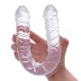 MATATA Dildo Adult Toy for Lesbian, 13.2 Inch Double Sided Dildo for Women Waterproof Flexible Double Dong with Curved Shaft for Vaginal G-spot and Anal Play(Clear)