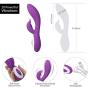 Pure Love G-Spot Silicone Rabbit Vibrator Purple, Rechargeable Clitoris Stimulator, Water-Resistant and Multi Function, Adult Sex Toy, Dual Stimulation