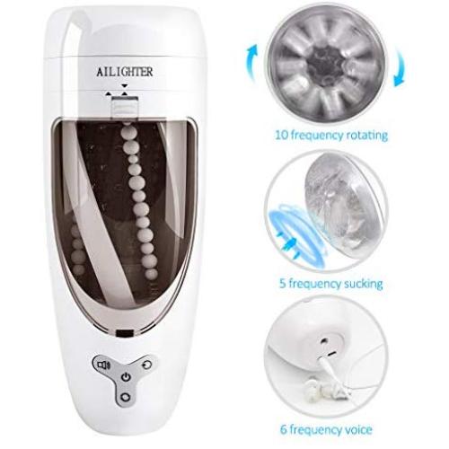Mens Deluxe Toys for Self Pleasure Men Male Massager Kit with 10 Speeds 5 Rotating Suction and Vibration Massage Vacuum Pump Tool, Sexy Underwear for Man