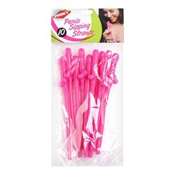 10 Pack Penis Sipping Straws - Pink