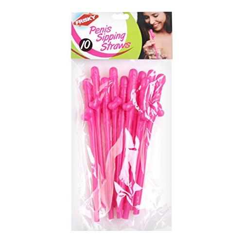 10 Pack Penis Sipping Straws - Pink